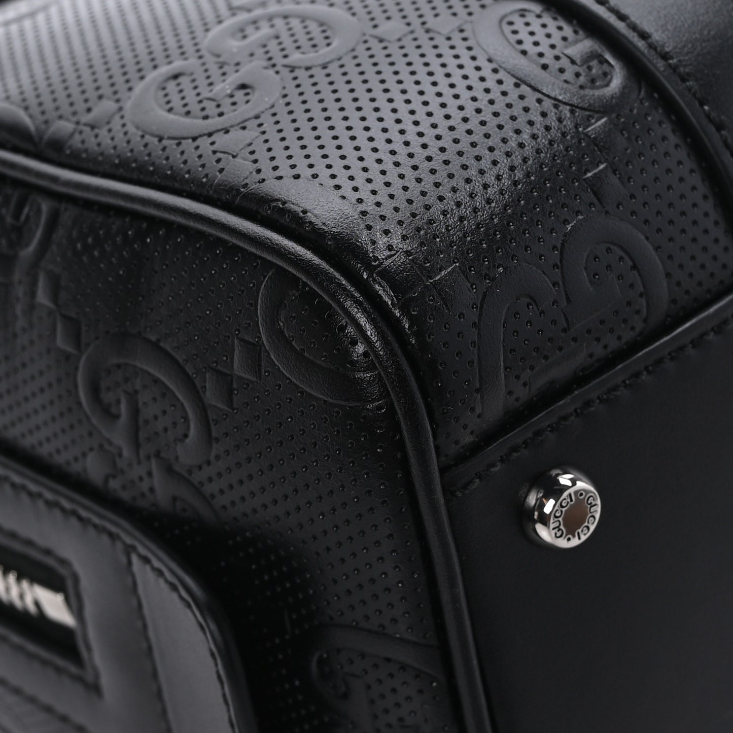 Calfskin GG Tennis Embossed Mini Duffle Bag Black