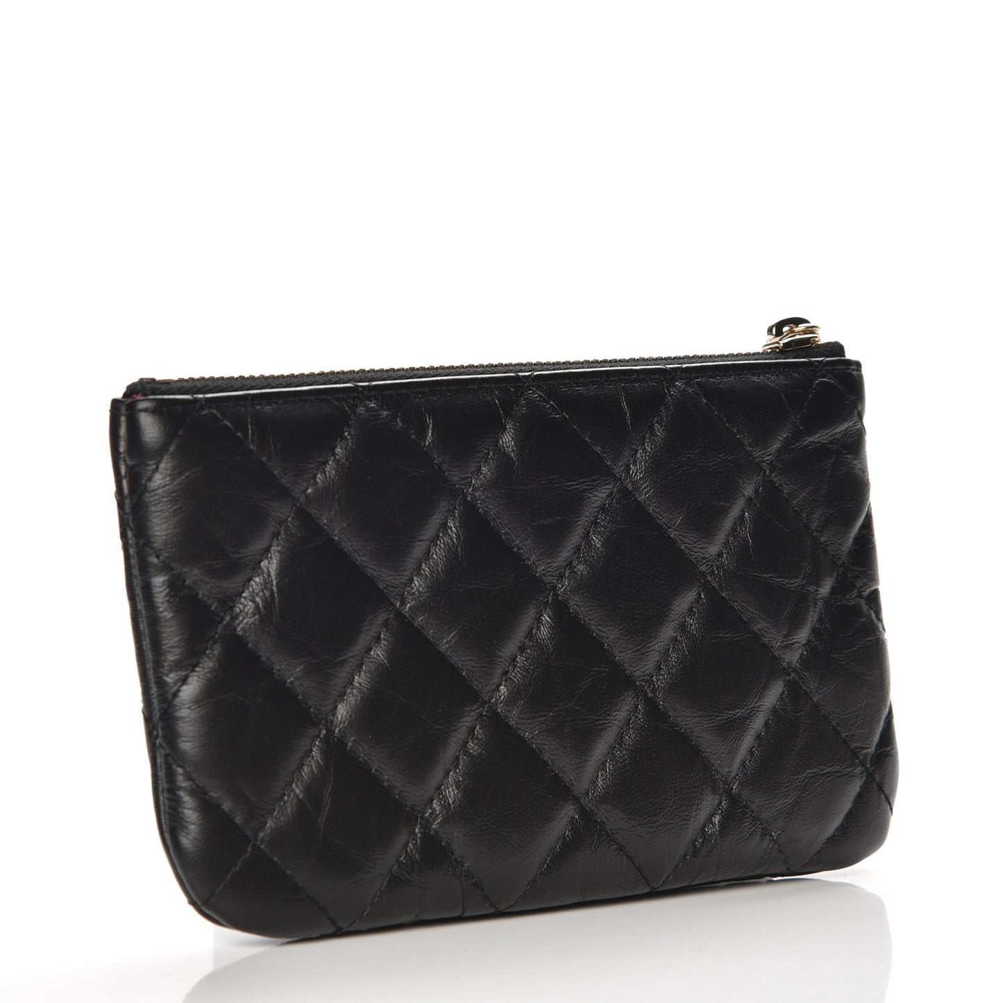 Aged Calfskin Quilted Small Lucky Charms Cosmetic Case Black