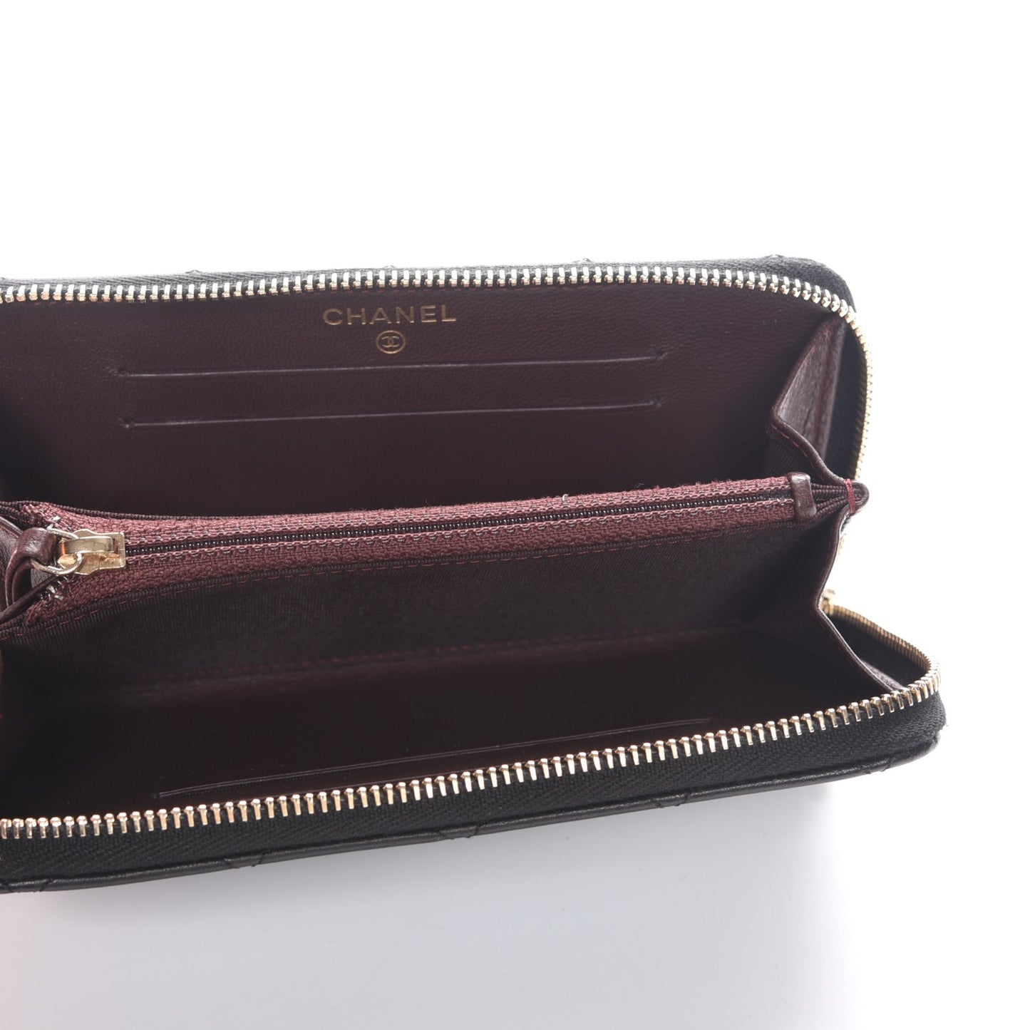 Lambskin Quilted Small Trendy CC Zip Around Wallet Black