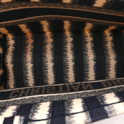 Christian Dior Canvas Embroidered Medium Striped Book Tote Navy 5 of 10