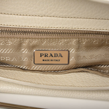 Prada Vitello Daino Metal Bar Handle Clutch Bag White 6 of 9