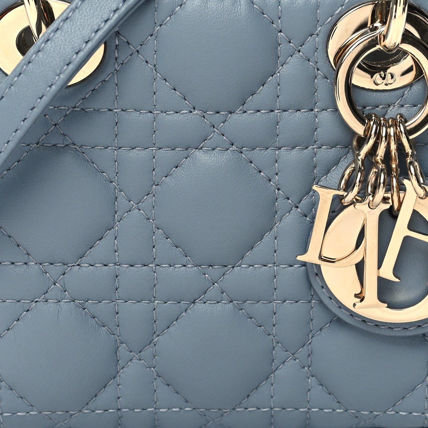 Lambskin Cannage Micro Lady Dior Cloud Gray