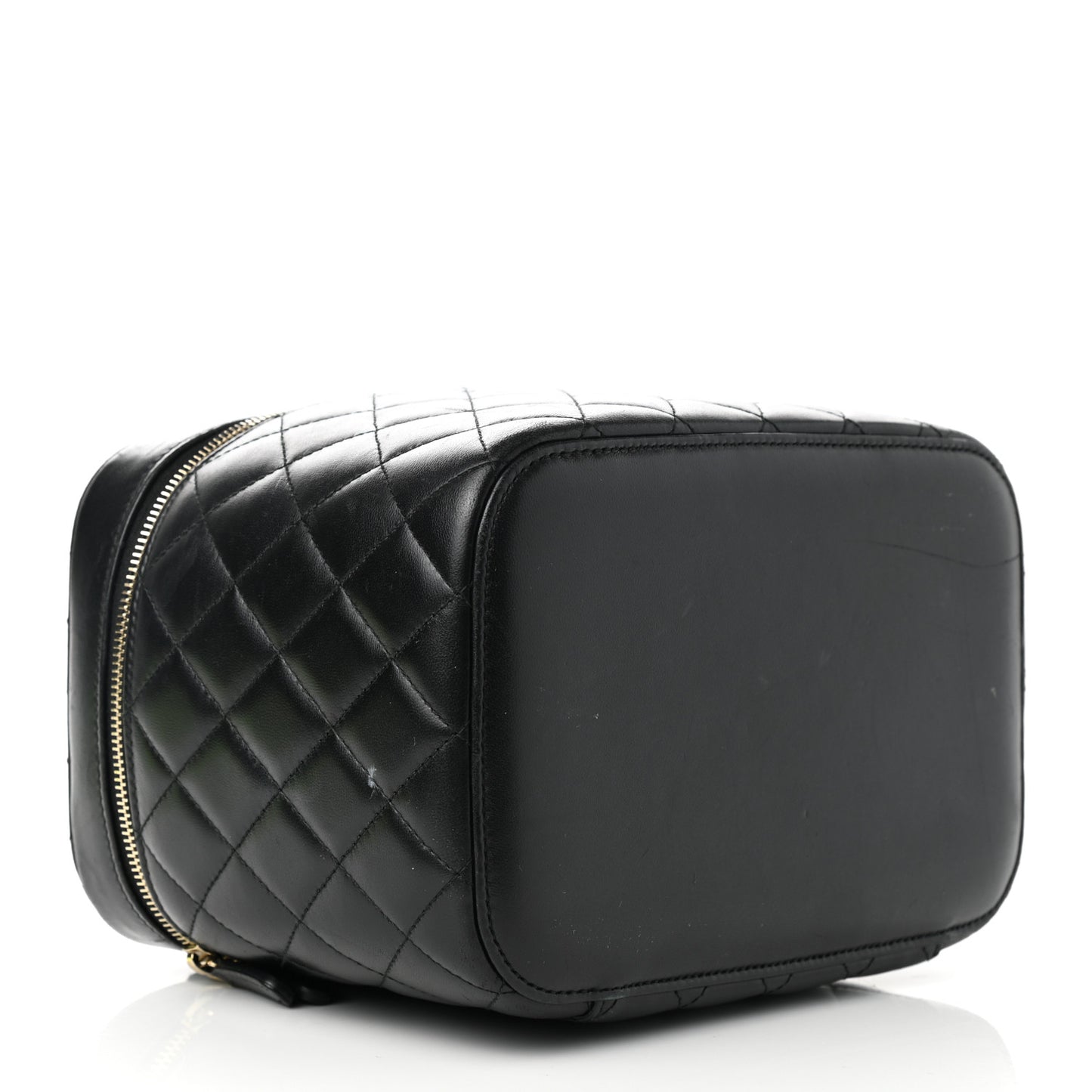 Lambskin Quilted Trendy CC Vanity Pouch Black