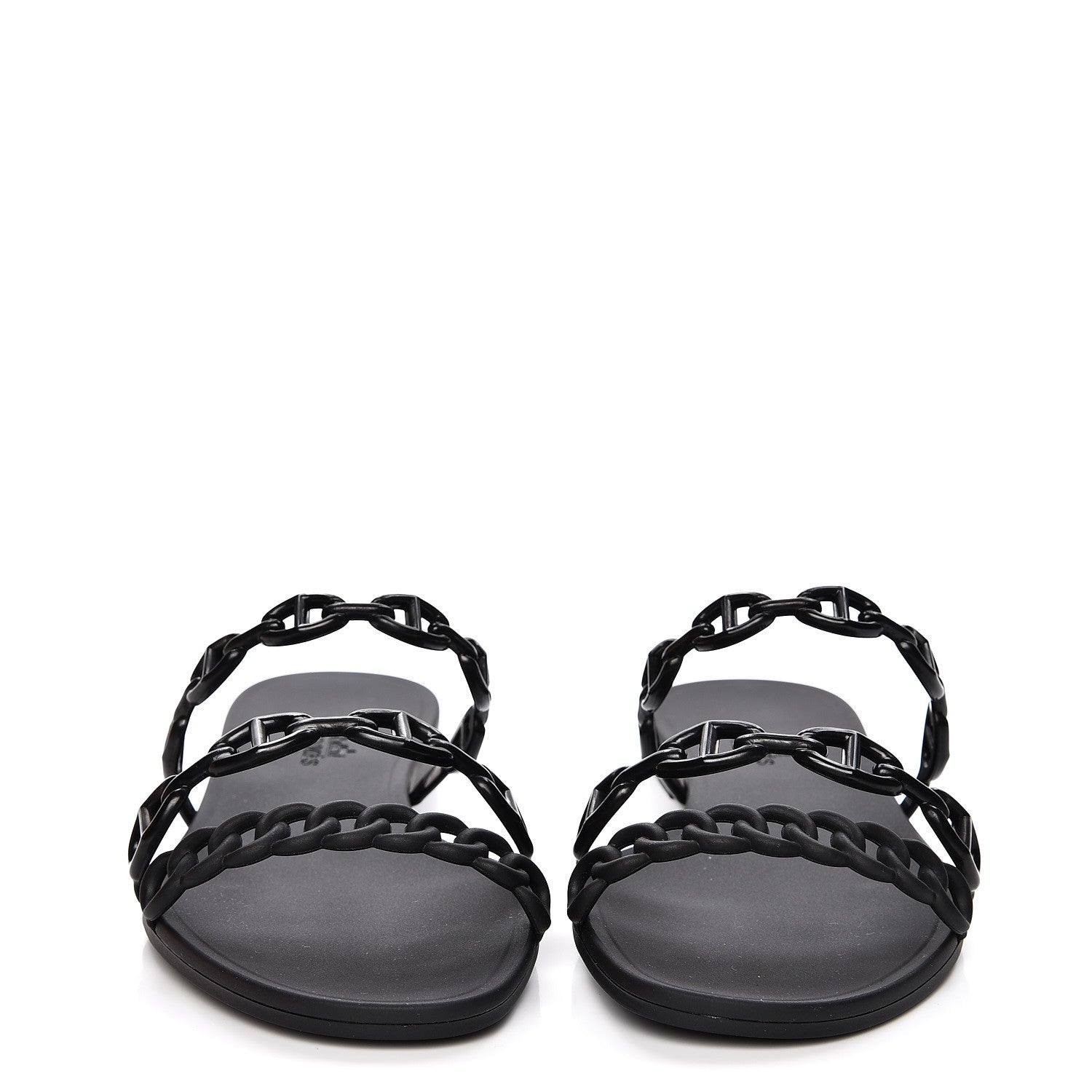Hermes Rubber Chaine d'Ancre Rivage Sandals 37 Black 2 of 8