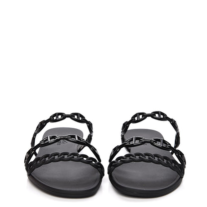 Hermes Rubber Chaine d'Ancre Rivage Sandals 37 Black 2 of 8