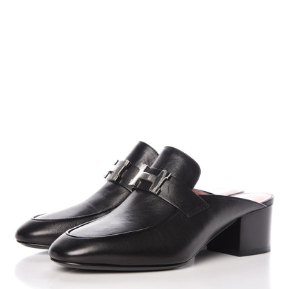 Hermes Goatskin Paradis Mules 37 Black 3 of 10