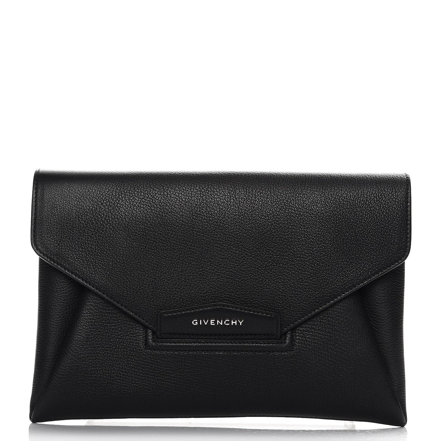 Sugar Goatskin Medium Antigona Envelope Clutch Black