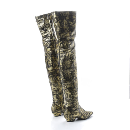 Chanel Metallic Lambskin Over the Knee Boots 37 Gold Black 4 of 7