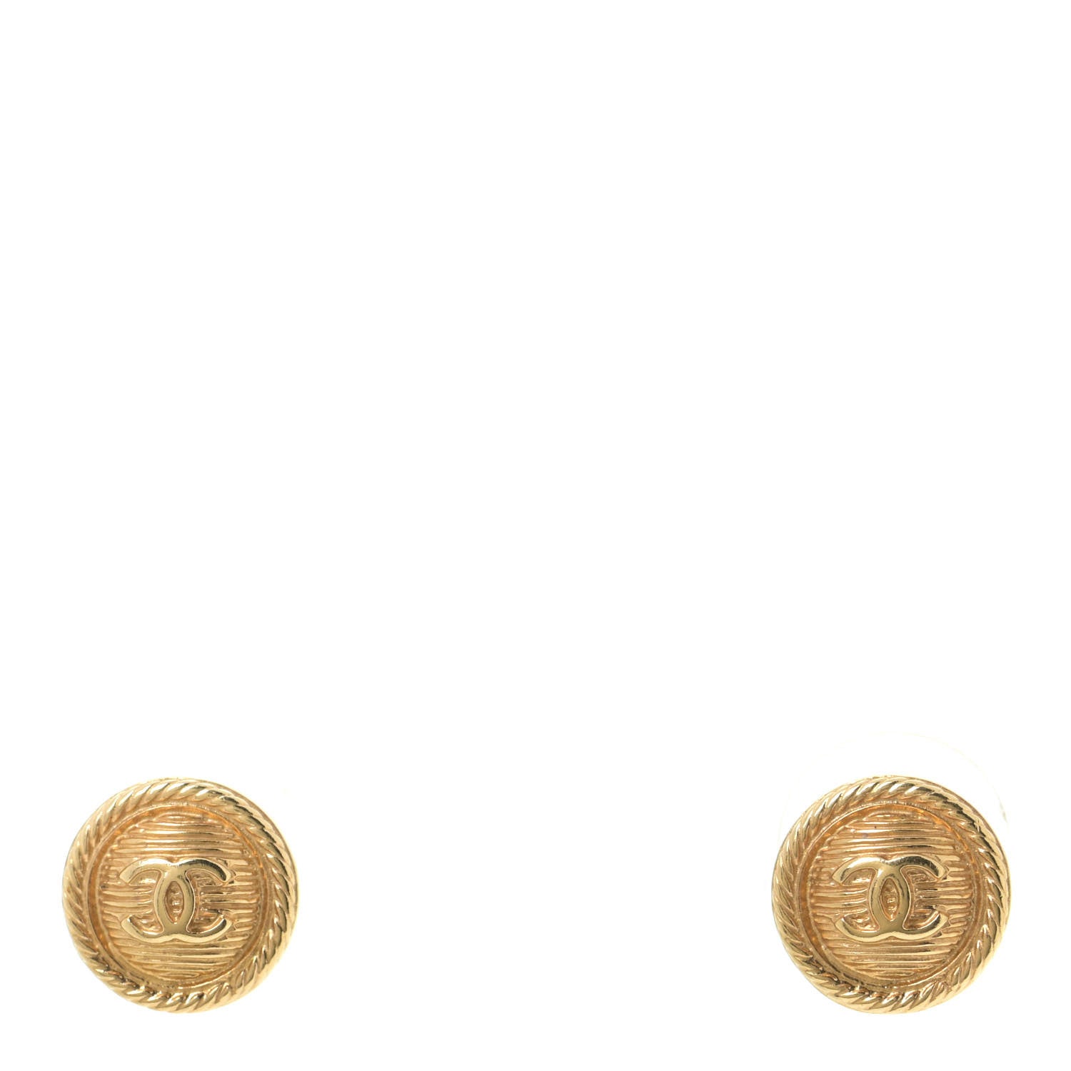 Chanel CC Button Earrings Gold 1 of 5