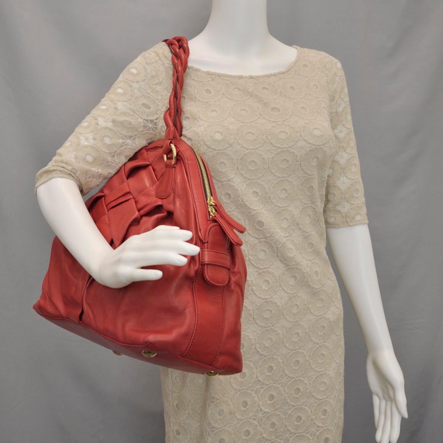 Valentino Garavani Woven Leather Couture Bag Red 2 of 8