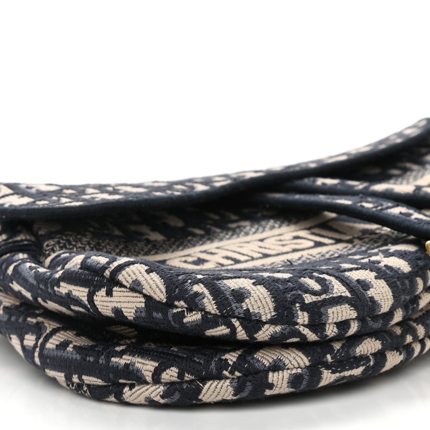 Christian Dior Oblique Embroidered Saddle Bag Blue 9 of 11