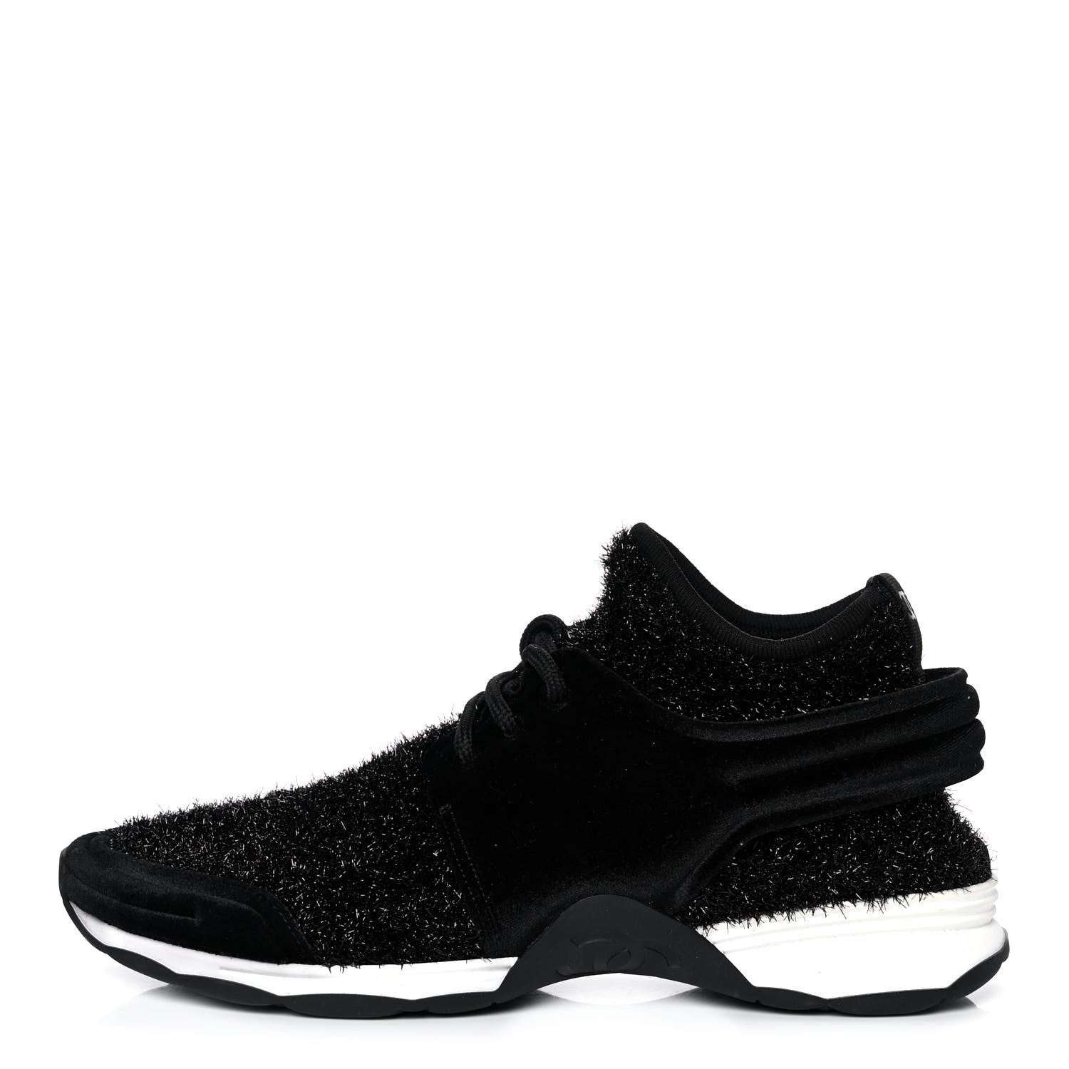 Chanel Stretched Fabric Velvet CC Womens Sneakers 41 Black 1 of 8