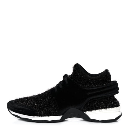 Chanel Stretched Fabric Velvet CC Womens Sneakers 41 Black 1 of 8