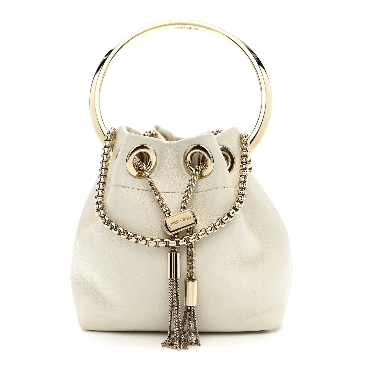 Jimmy Choo Goatskin Bon Bon Bucket Bag White 1 of 10