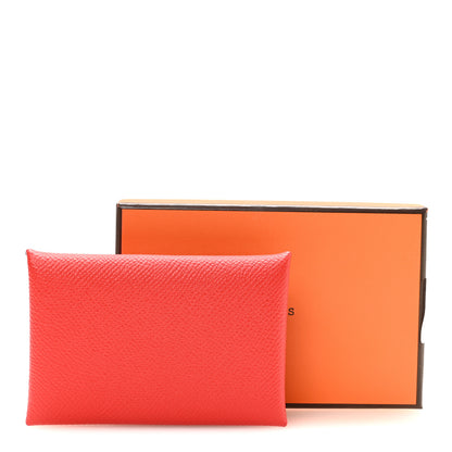 Hermes Epsom Calvi Card Case Rouge De Coeur 8 of 8