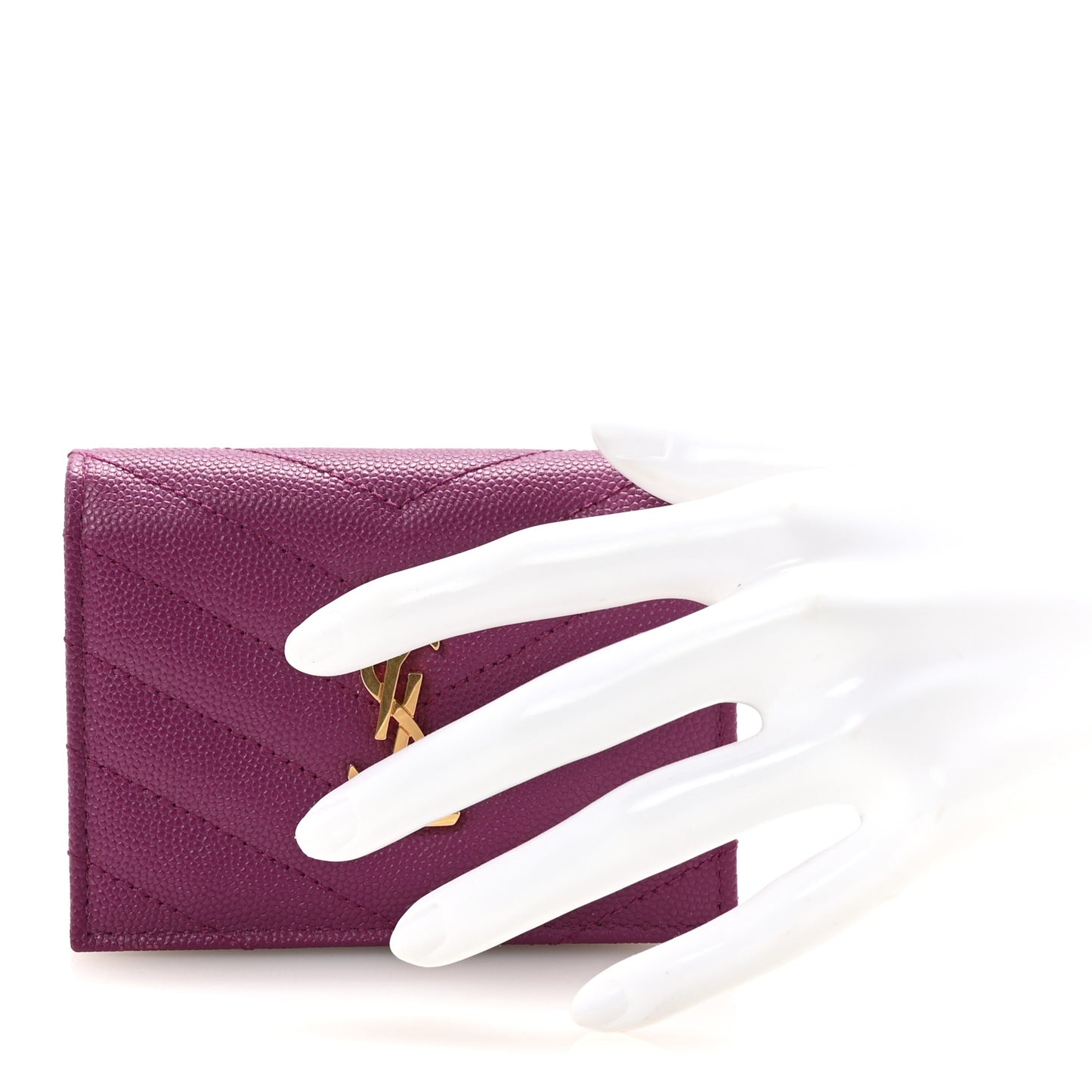 Grain De Poudre Matelasse Chevron Monogram Flap Card Case Dark Grape