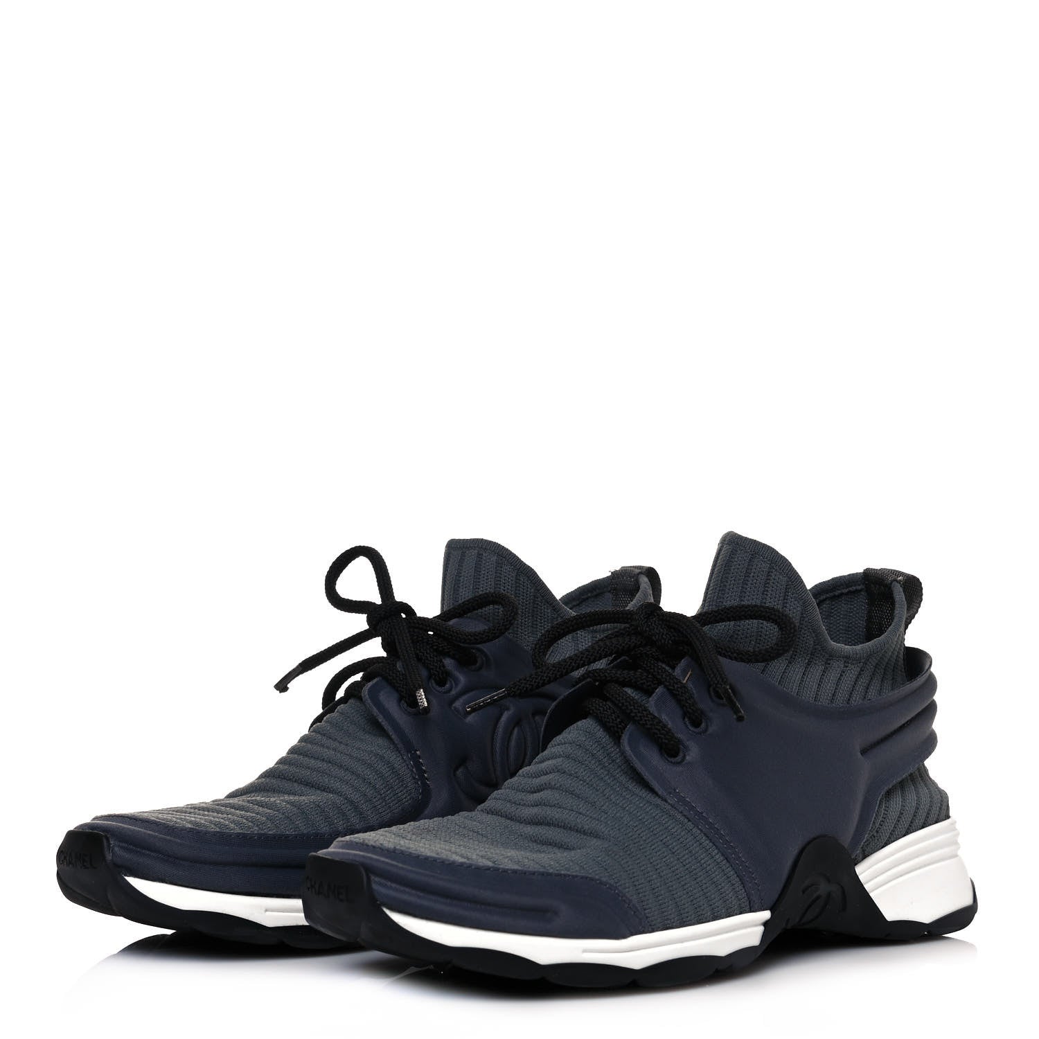 Chanel Stretch Fabric CC Sneakers 36.5 Grey 3 of 8