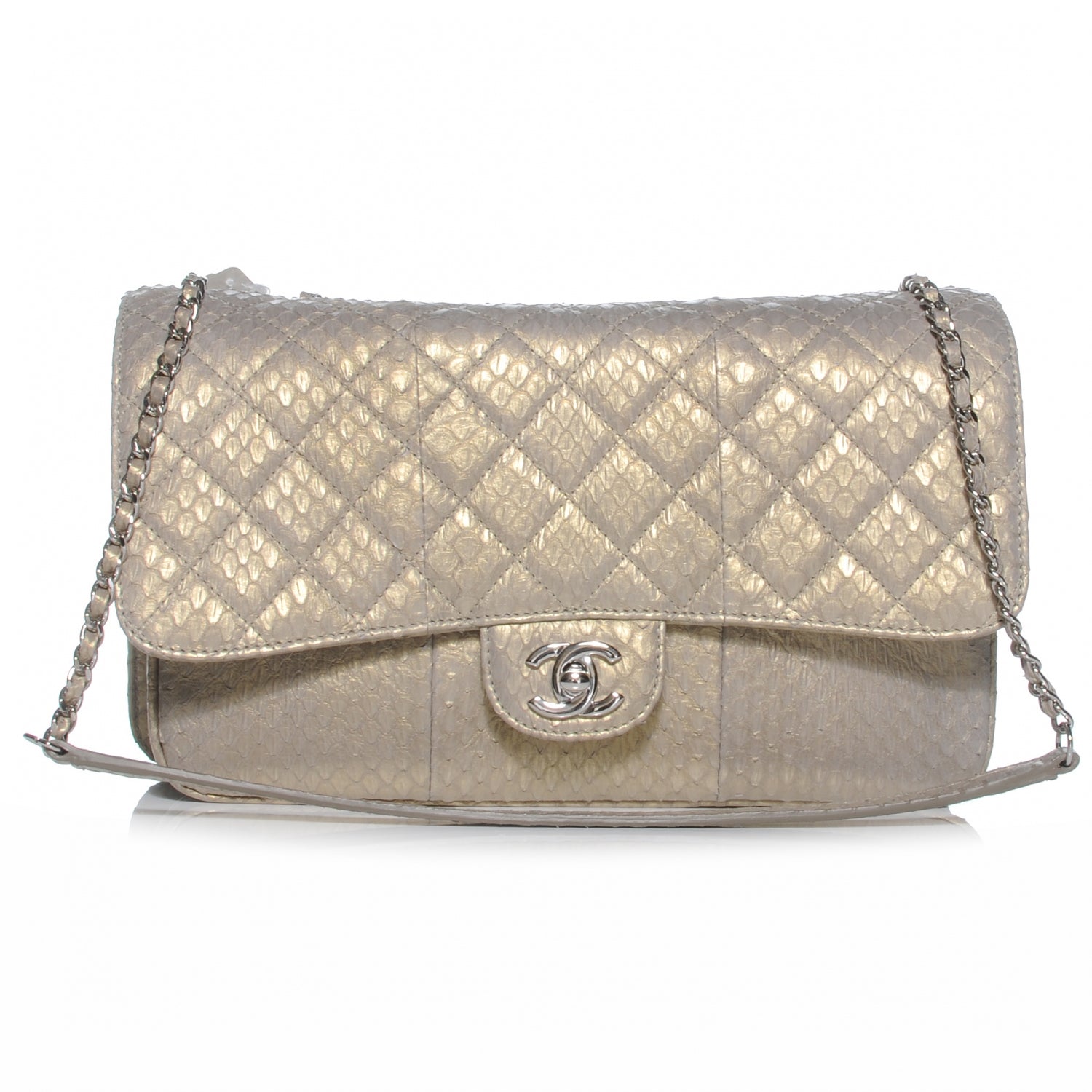 Chanel Iridescent Python Quilted Medium Clam Pocket Flap 1 of 7