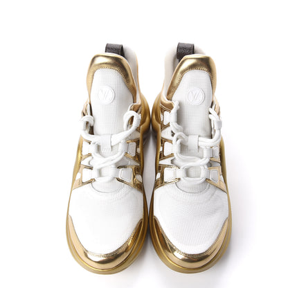 Louis Vuitton Metallic Calfskin Technical Nylon LV Archlight Sneakers 41 White Gold 6 of 10
