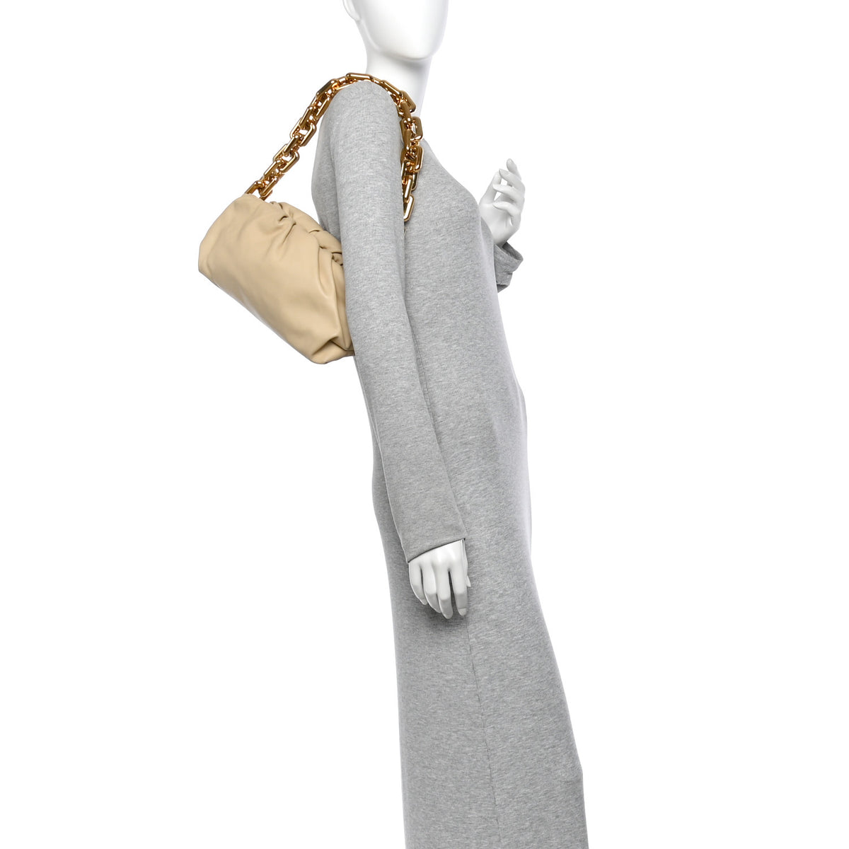 Bottega Veneta Calfskin The Pouch Chain Almond 2 of 10