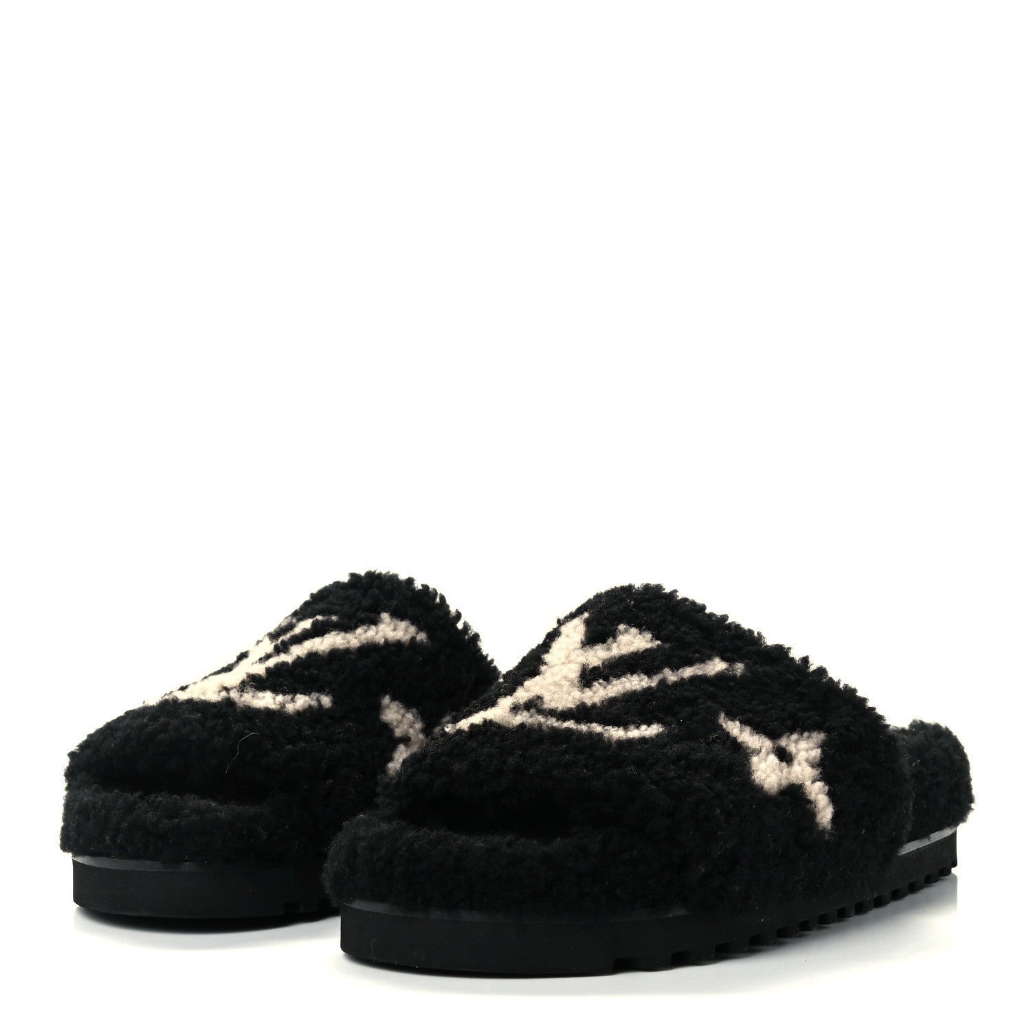 Louis Vuitton Shearling Monogram Giant Paseo Flat Comfort Mule 38 Black 2 of 10