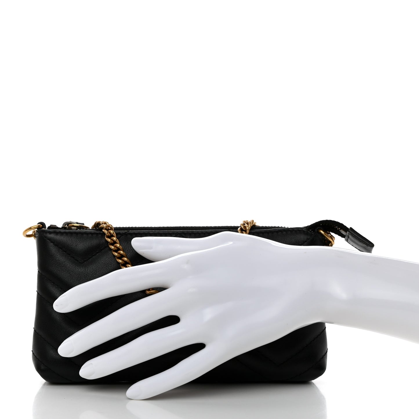 Calfskin Matelasse Mini GG Marmont Chain Bag Black