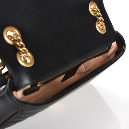 Gucci Calfskin Matelasse Small GG Marmont Shoulder Bag Black 5 of 7
