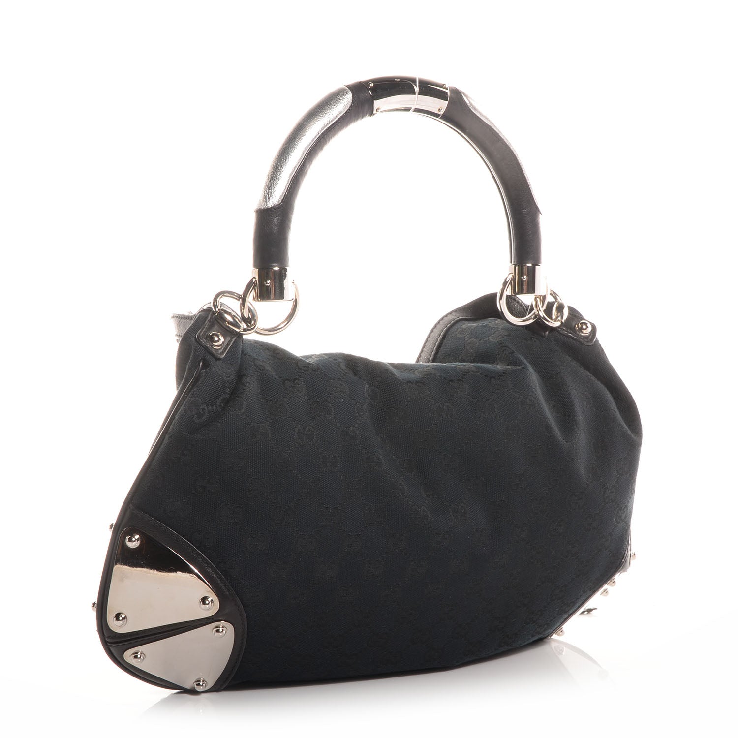 Gucci Monogram Medium Indy Top Handle Hobo Black 3 of 7