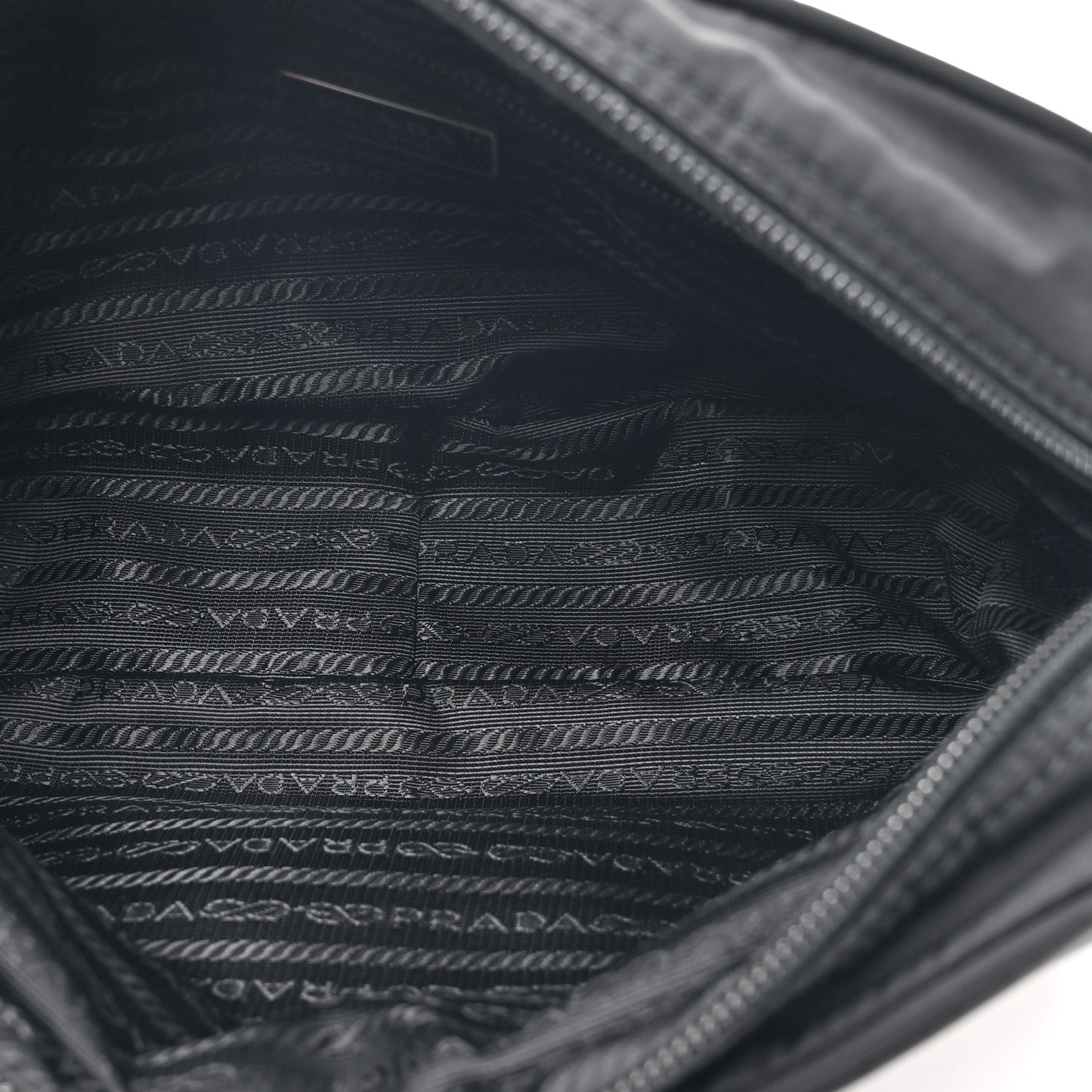 Re-Nylon Vela Saffiano Pocket Double Zip Shoulder Bag Black
