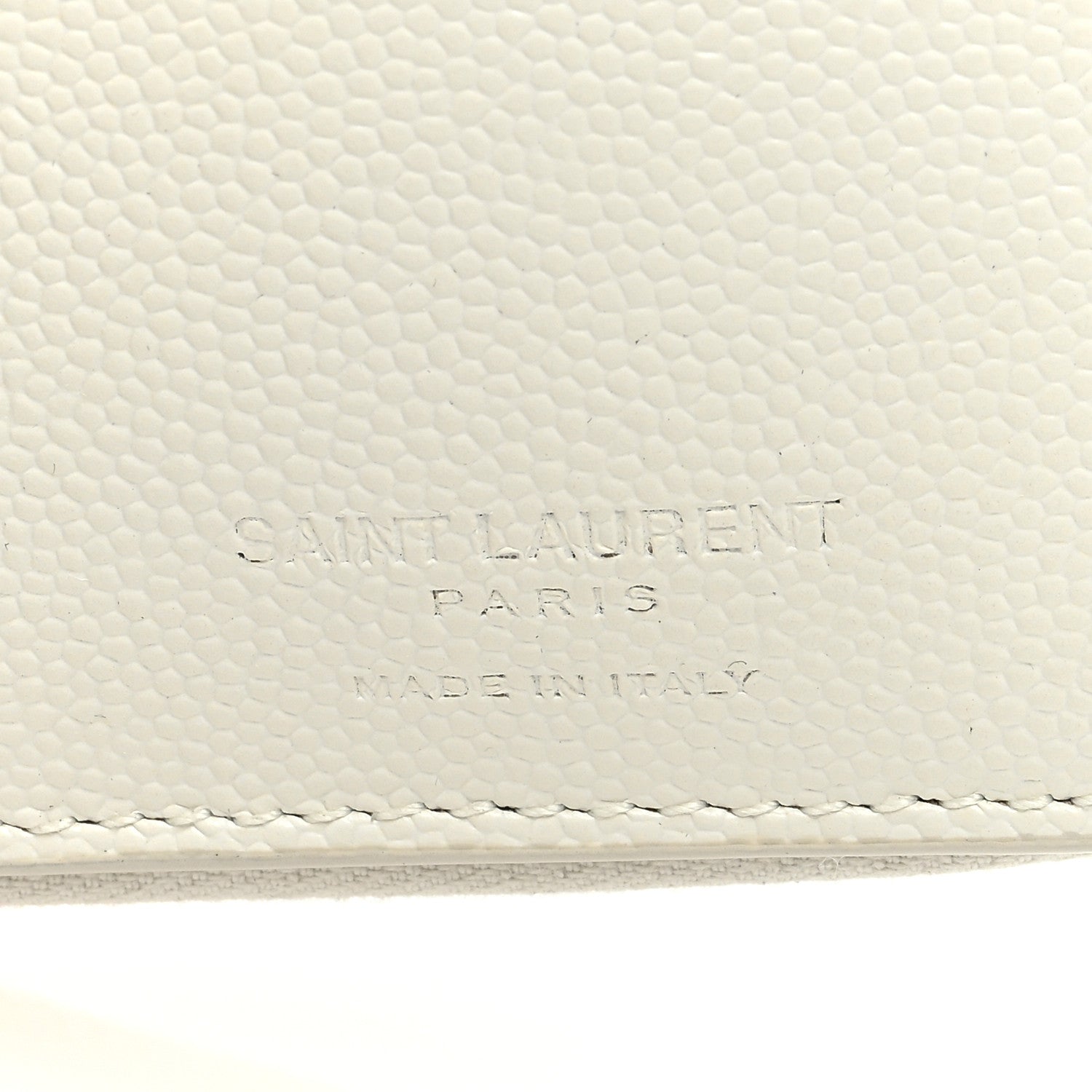Saint Laurent Grained Calfskin Paris Compact Zip Around Wallet White Multicolor 6 of 6