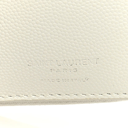 Saint Laurent Grained Calfskin Paris Compact Zip Around Wallet White Multicolor 6 of 6