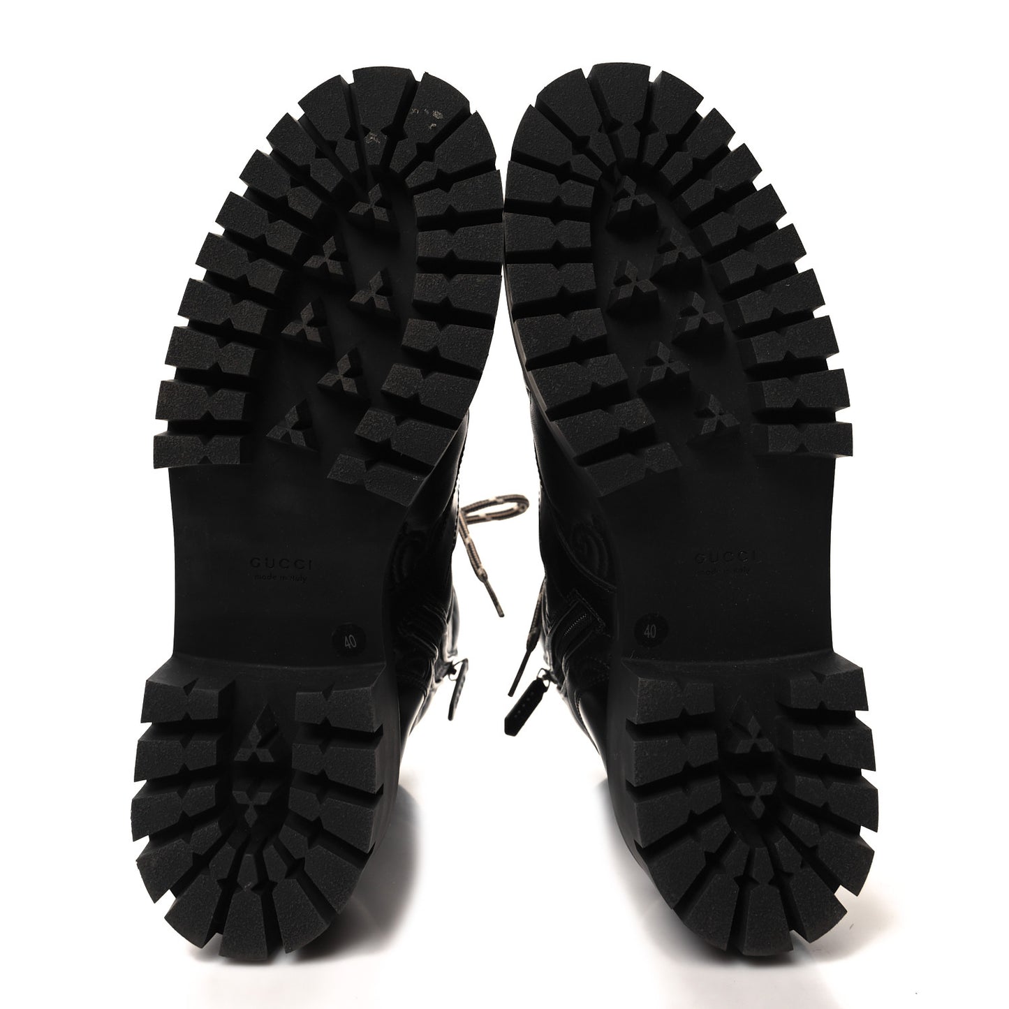 Cordovan Lux Nappa GG Matelasse Lace Up 60mm Combat Boots 40 Black