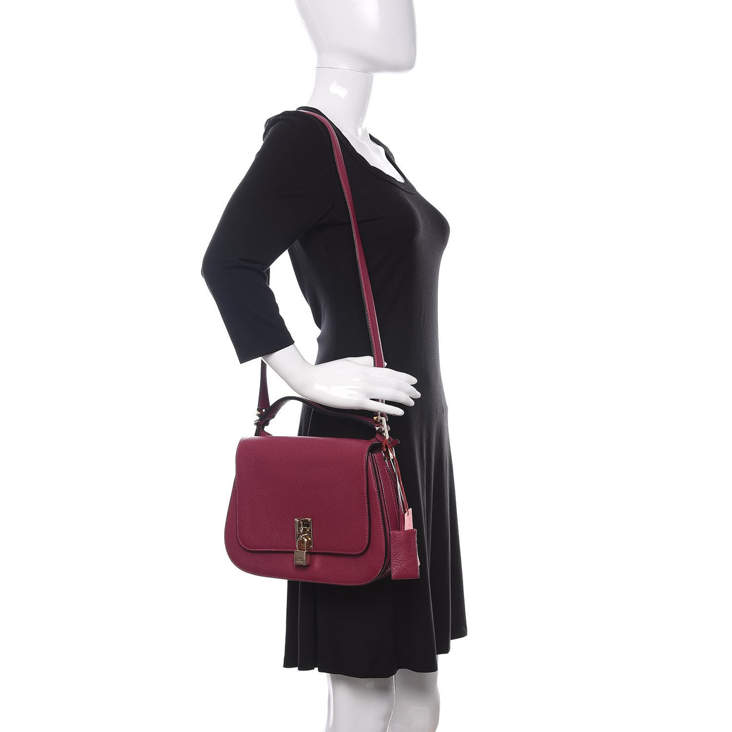 Pebbled Calfskin Joylock Flap Messenger Bag Camelia