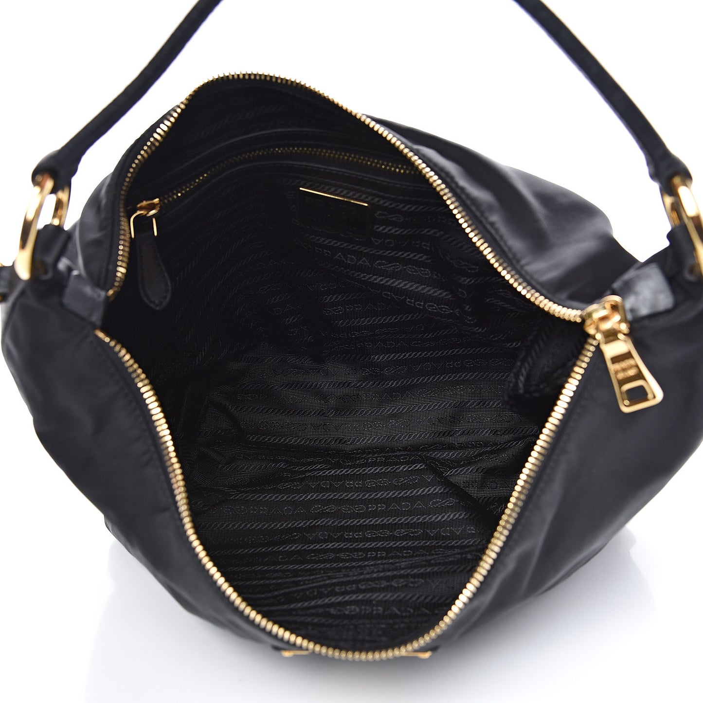Tessuto Nylon Calfskin Hobo Black