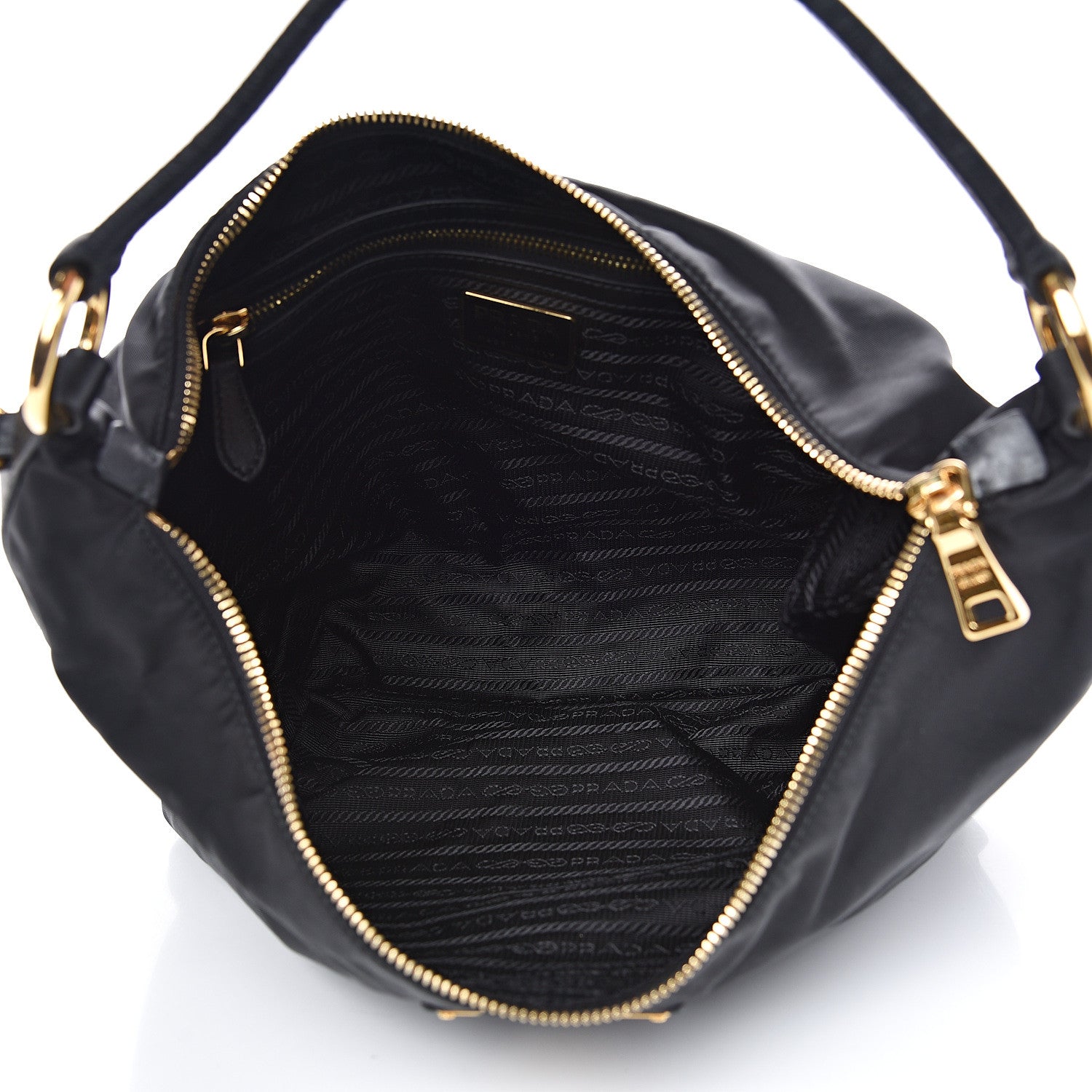 Prada Tessuto Nylon Calfskin Hobo Black 4 of 9