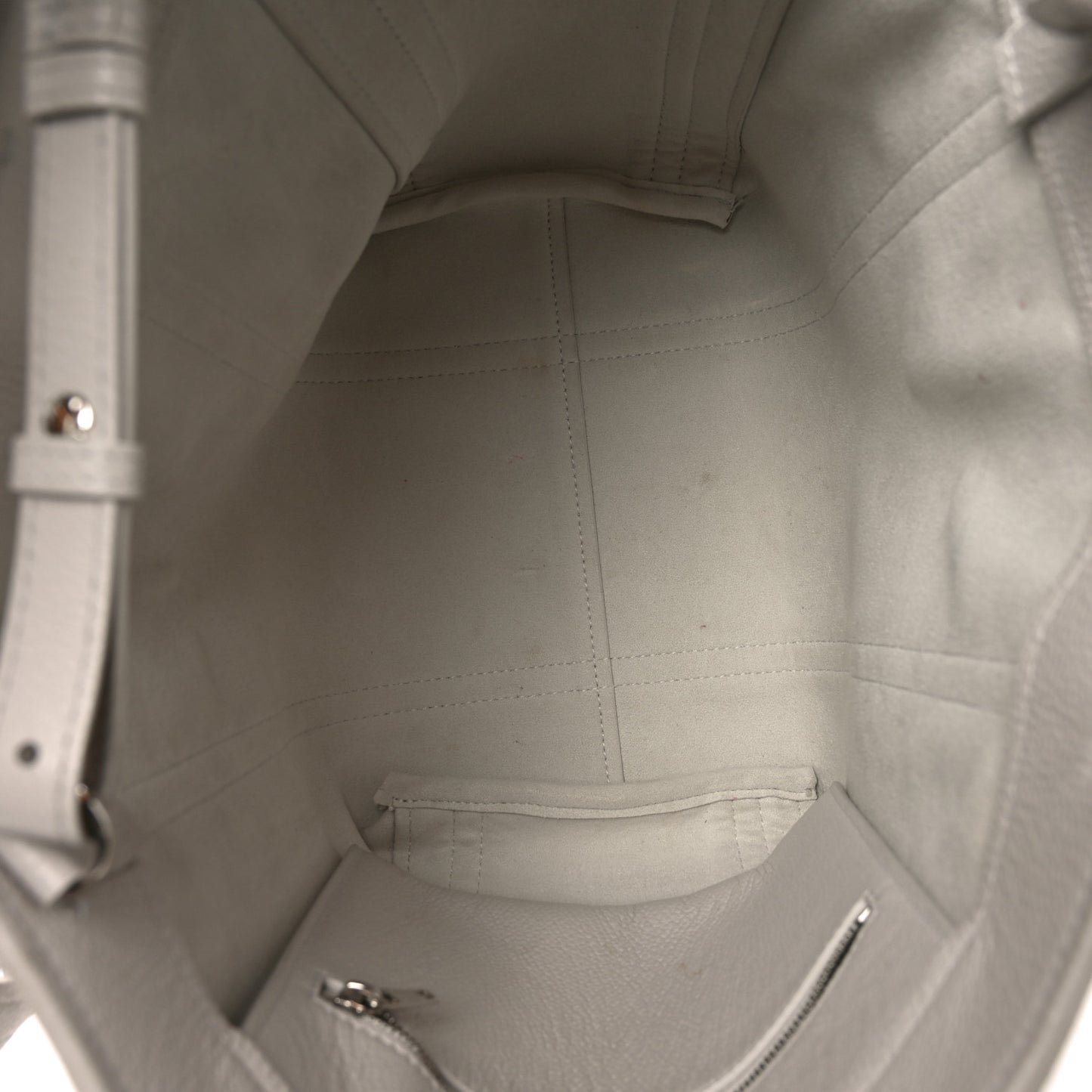 Grained Calfskin XS Everyday North South Shoulder Tote Bag White