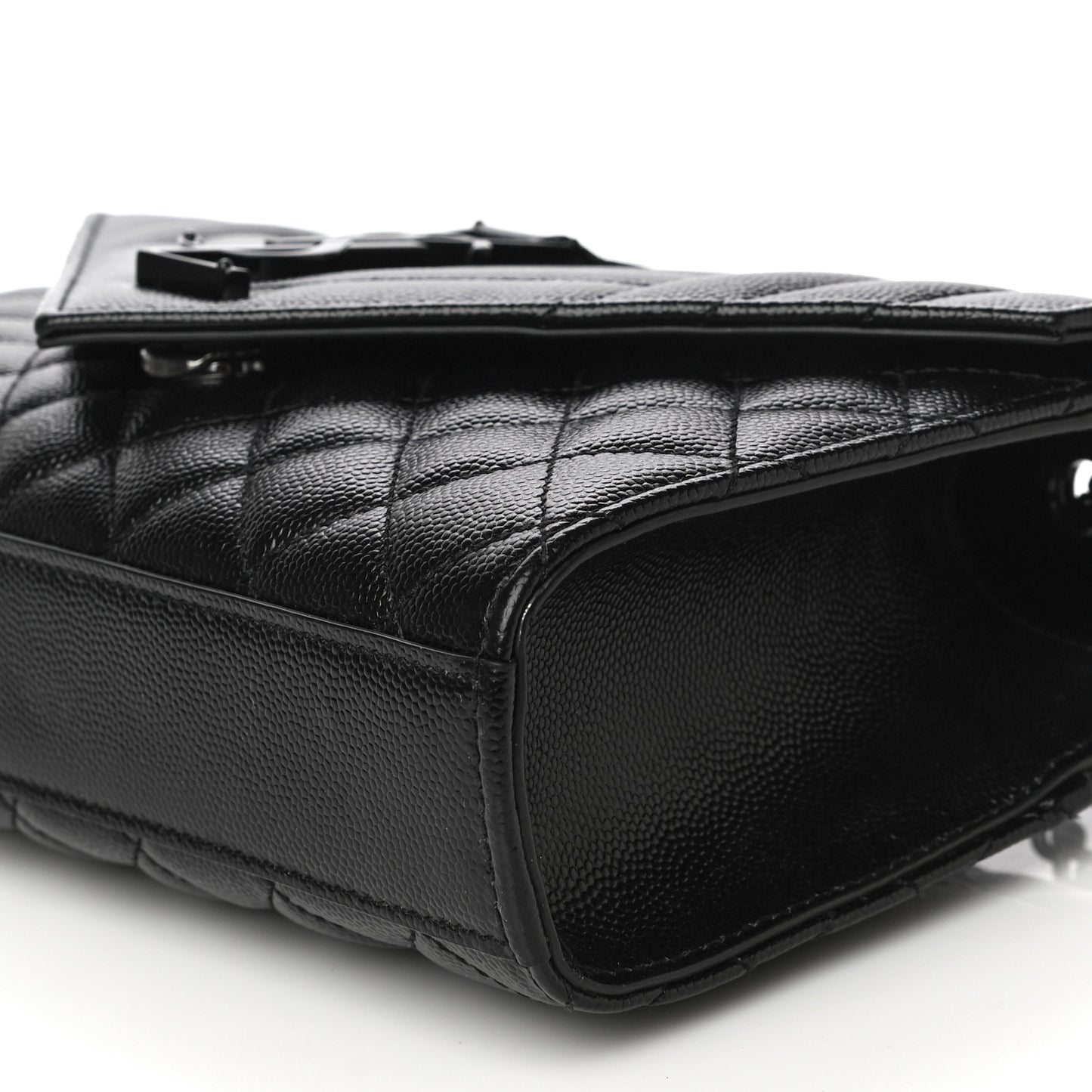 Grain De Poudre Textured Mixed Matelasse Triquilt Small Monogram Satchel Black