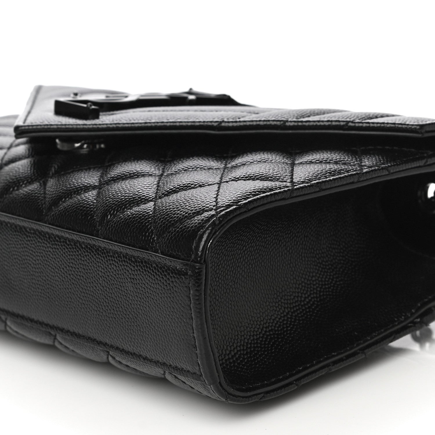 Saint Laurent Grain De Poudre Textured Mixed Matelasse Triquilt Small Monogram Satchel Black 9 of 11