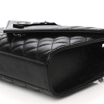 Saint Laurent Grain De Poudre Textured Mixed Matelasse Triquilt Small Monogram Satchel Black 9 of 11