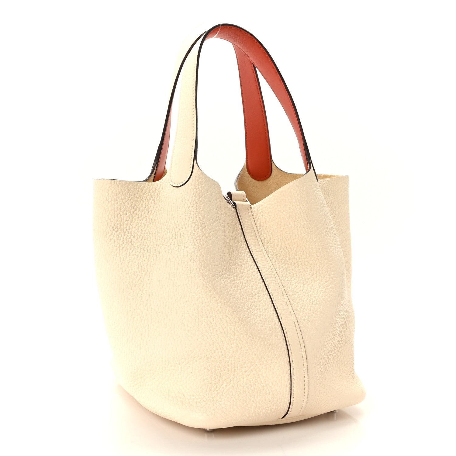 Hermes Taurillon Clemence Swift Eclat Picotin Lock 22 MM Nata Orange Poppy 3 of 12