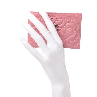 Chanel Caviar Camellia Embossed Card Holder Pink 2 of 9