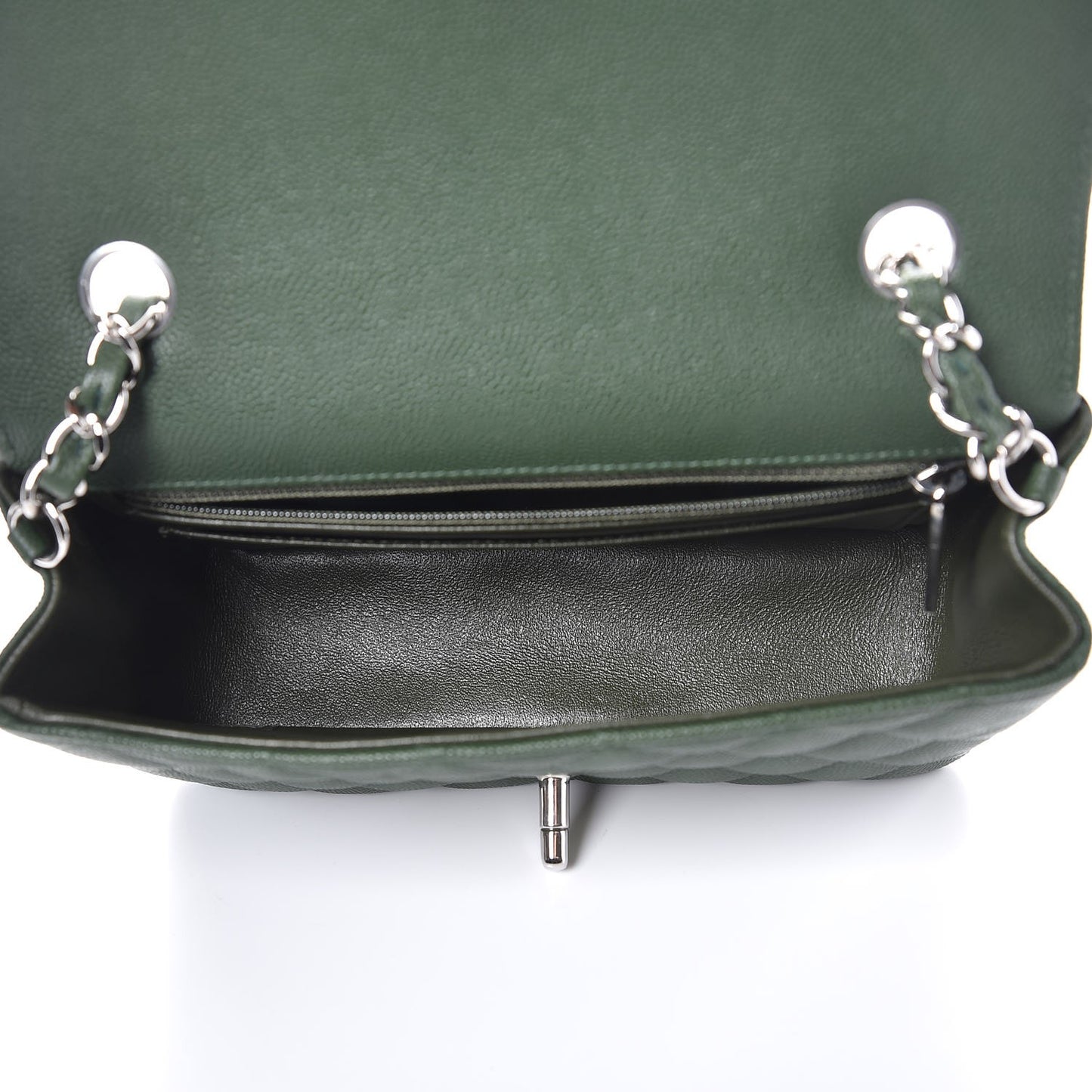Caviar Quilted Mini Rectangular Flap Green