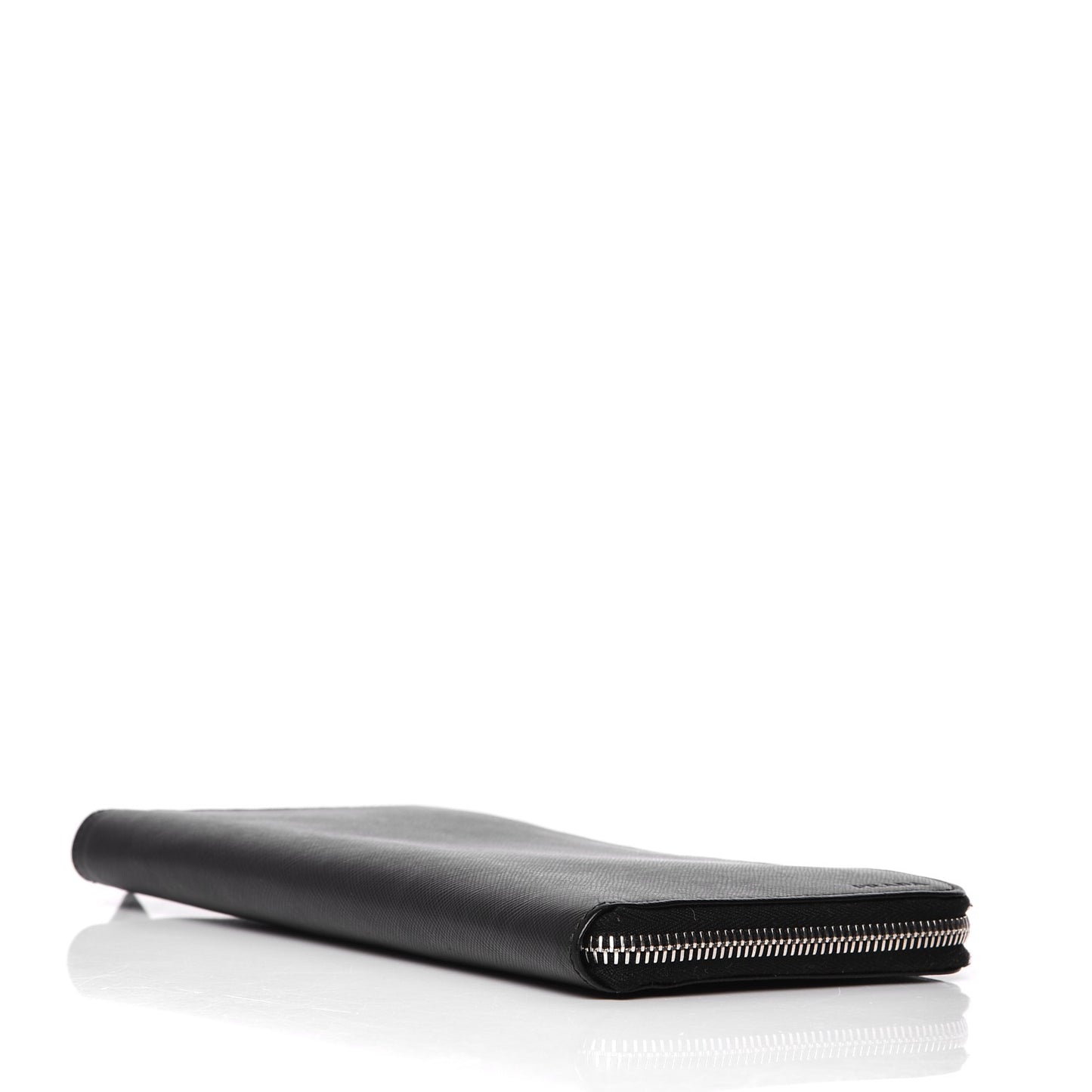 Saffiano Metal Zip Around Travel Wallet Black