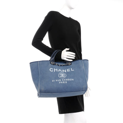 Chanel Canvas Large Deauville Tote Blue 3 of 14