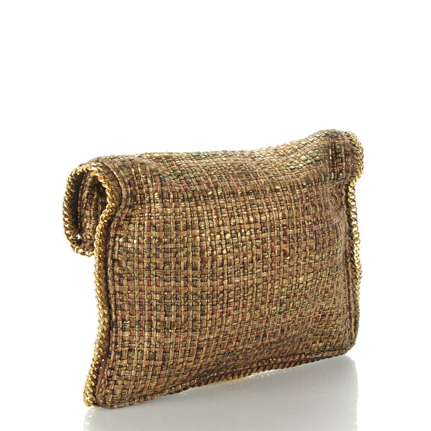 Stella McCartney Woven Boucle Fold Over Falabella Clutch Gold 3 of 7