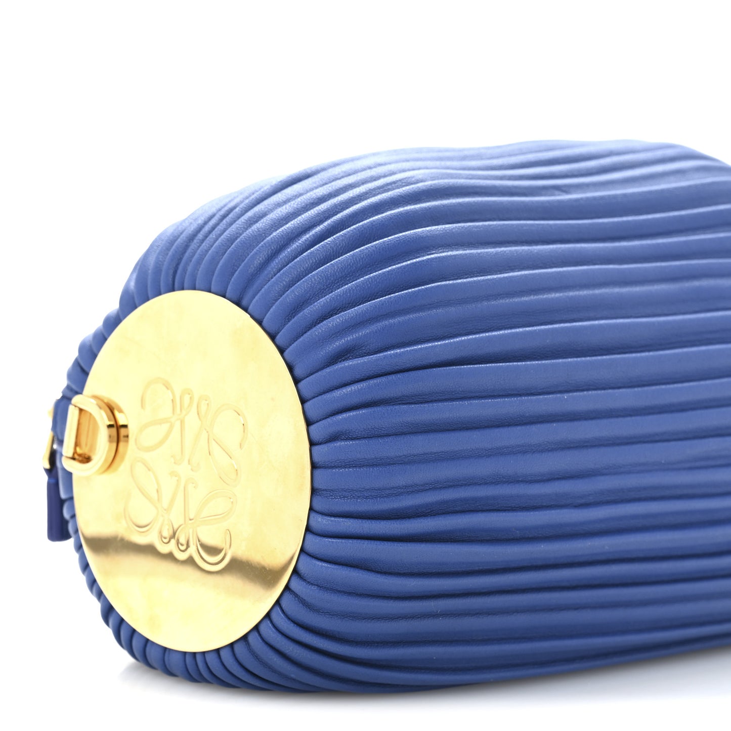 Lambskin Pleated Bracelet Pouch Shoulder Bag Royal Blue