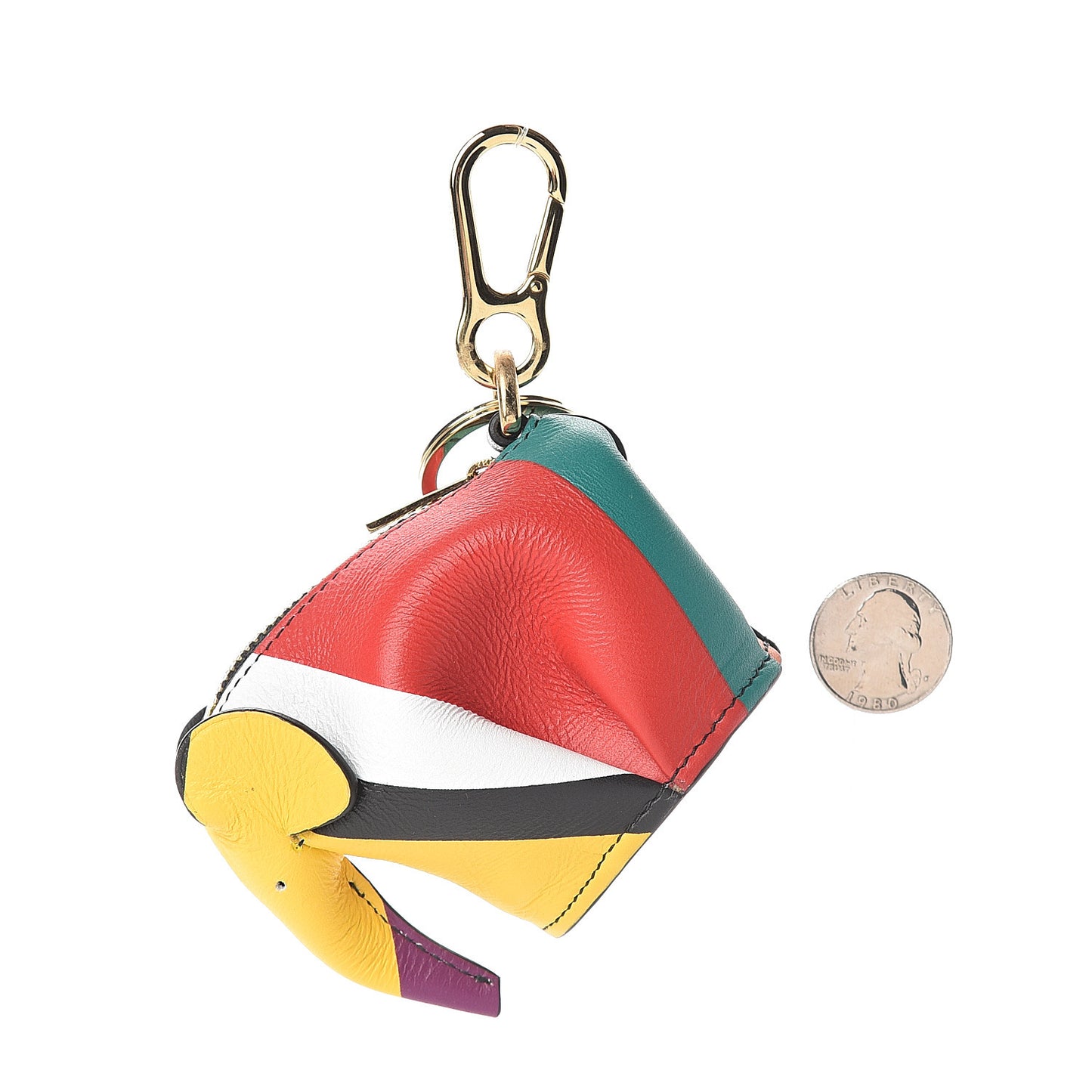 Calfskin Elephant Coin Purse Bag Charm Key Holder Multicolor