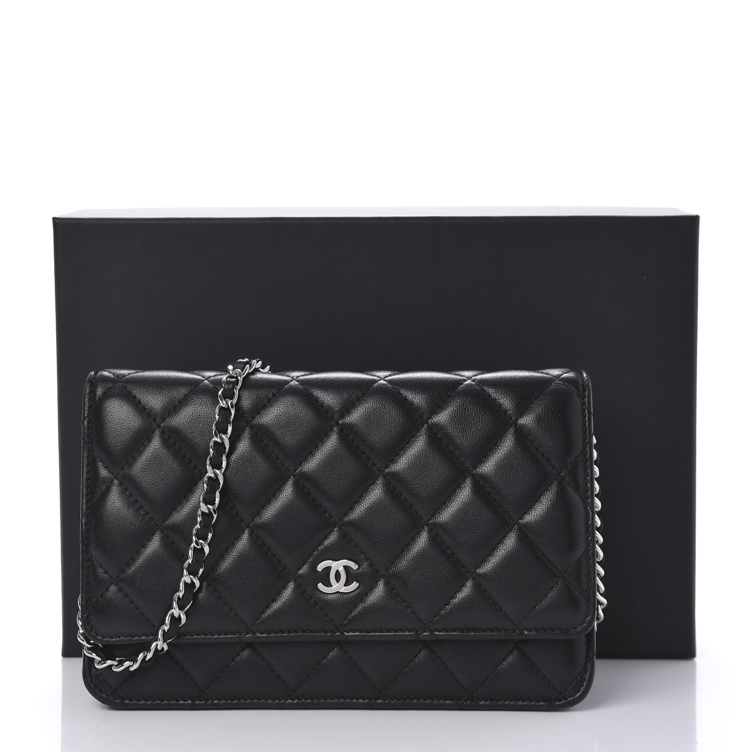 Chanel Lambskin Quilted Wallet On Chain WOC Black 11 of 11