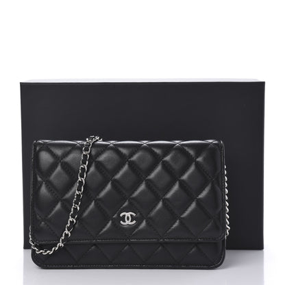 Chanel Lambskin Quilted Wallet On Chain WOC Black 11 of 11