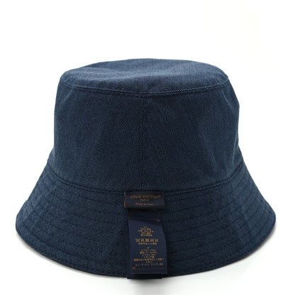 Louis Vuitton Nylon Wool Monogram Reversible MNG Rain Bucket Hat M Black Navy 4 of 16